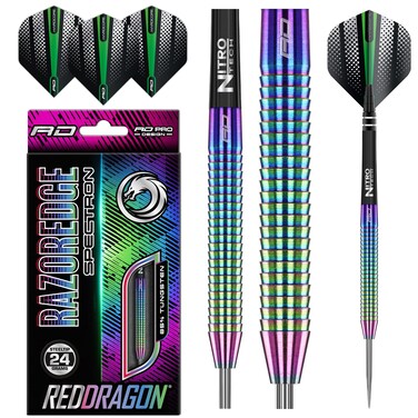 Red Dragon Razor Edge Spectron: 24g - Tungsten Darts Set with Flights and Stems