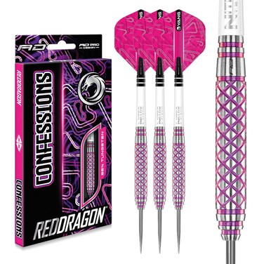 Red Dragon Confessions 30g - 85% Tungsten Steel Darts with Flights, Shafts