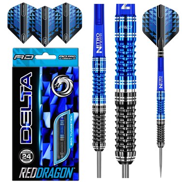 Red Dragon Delta 1: 24g - 90% Tungsten Steel Darts with Flights, Shafts