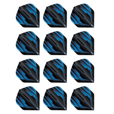 Red Dragon Darts Hardcore Radical Black &amp; Blue Extra Thick Standard Dart Flights - 4 Sets Per Pack (12 Dart Flights in Total)