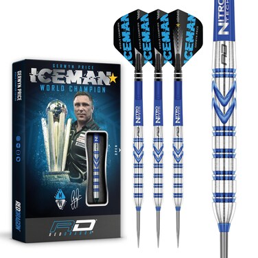 RED DRAGON Gerwyn Price 24 Gram - Tungsten Steel Darts Set with Flights and Stems