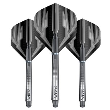 RED DRAGON Dart Flight &amp; Stems Combo Grey - 4 Sets of Standard Flights and 4 Sets of Medium VRX Stems Per Pack