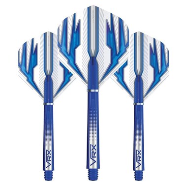 Red Dragon Darts Flight &amp; Shaft Combo Blue - 4 Sets of Standard Flights and 4 Sets of Medium VRX Shafts Per Pack &amp; Red Dragon Checkout Card