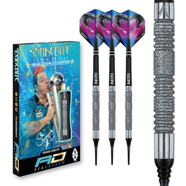 Red Dragon Peter Wright Snakebite Euro 11 Element - 18g - Premium Tungsten Soft-Tip Darts Set with Flights and Stems