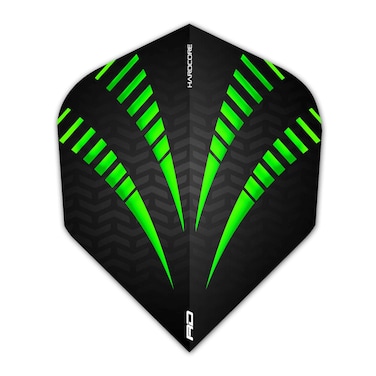RED DRAGON Hardcore Radical Black and Green Burst Extra Thick Standard Darts Dart Flights - 4 Sets per Pack (12 Dart Flights in Total)