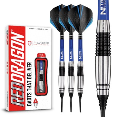 RED DRAGON Cyclone 20g Barrel, 22g Full Weight Softip Tungsten Darts with Flights &amp; Stems