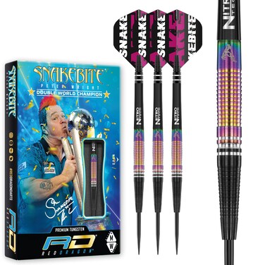 RED DRAGON Peter Wright Snakebite World Champion Tapered SE 23 Gram Professional Darts Set Including Flights and Shafts (Stems)