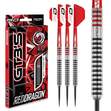RED DRAGON GT3's 24 gram Wolfram Professional Darts Set mit Flights and Nitrotech Shafts (Stems)