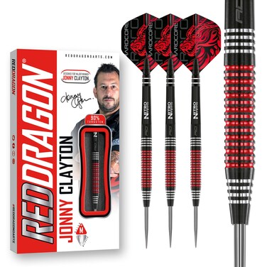 RED DRAGON Jonny Clayton Special Edition 22 gram Professional Tungsten Darts Set with Flights and Stems (Shafts)