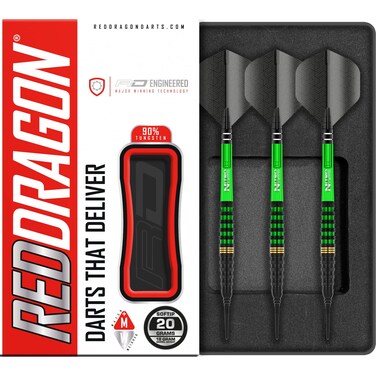 RED DRAGON Krypton - 20 gram Softip Tungsten Professional Darts Set with Flights and Nitrotech Shafts (Stems)