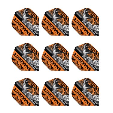 RED DRAGON Snakebite Hardcore Coiled Snakeskin Orange Dart Flights - 3 Sets Per Pack (9 Dart Flights in Total)