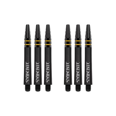 RED DRAGON Snakebite Double World Champion Black Medium Stems (shafts) - 2 Sets per Pack (6 Dart Stems in Total)