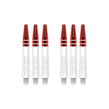 RED DRAGON Peter Wright Snakebite Nitrotech Intermediate White and Red Stems - 2 Sets per Pack (6 Stems in Total)