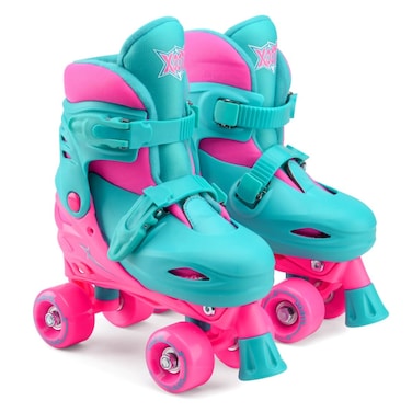 Xootz Kids Quad Skates, Beginner Adjustable Roller Skates Girls, Pink/Blue