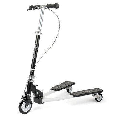 Xootz Kids Y Flicker Scissor Scooter, Folding 3 Wheel Tri Drifter Scooter with Adjustable Handlebars, White, One Size