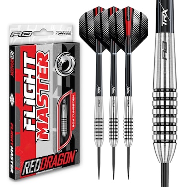 RED DRAGON Matra 1: 24g Flightmaster - Tungsten Steeltip Darts Set with Flights and Stems