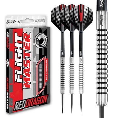RED DRAGON Fury 1: 23g Flightmaster - Tungsten Steeltip Darts Set with Flights and Stems