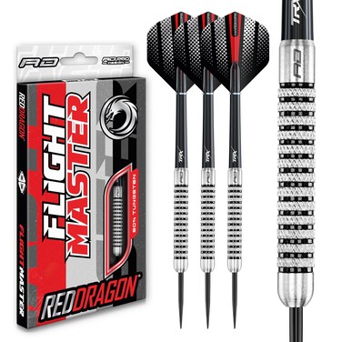 RED DRAGON Fury 2: 23g Flightmaster - Tungsten Steeltip Darts Set with Flights and Stems