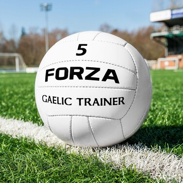 FORZA Gaelic Training Football   Hi-Tech Airlock Bladder   100% Hand Stitched GAA Ball (Size 5, Pack of 1)
