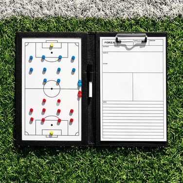FORZA Magnetic Coaching Board   A4 Double-Sided Tactics Folder with Magnetic Markers, Pen &amp; Eraser [13 Sport Options] (Soccer)