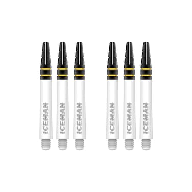 RED DRAGON Gerwyn Price Nitrotech White with Black and Gold Top Intermediate Dart Shafts - 2 Sets per Pack (6 shafts in Total)
