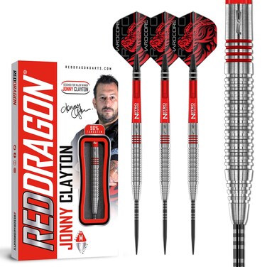 RED DRAGON Jonny Clayton Original 2.0 24 Gram Premium Tungsten Steeltip Darts Set with Flights and Stems
