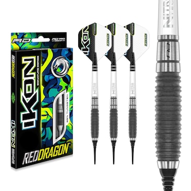 RED DRAGON Ikon 1.4 20 Gram Professional Tungsten Softip Darts Set with Flights and Stems