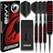 RED DRAGON Envy 24g Professional Brass Steeltip Black and Red Darts Set with Flights, Shafts (Stems) and Wallet