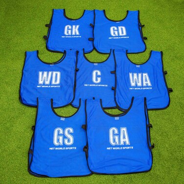 FORZA Netball Team Pinnies/Scrimmage Vest [7 Pack] - 3 Sizes (Blue, Senior)