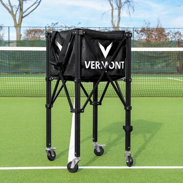 FORZA Vermont Pro Rolling Tennis Ball Basket - Portable &amp; Efficient Storage [150 Ball Capacity] - Available in Black or Blue (Black)
