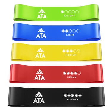 Resistance Bands Set of 5 Exercise Band for Yoga, Pilates, Gym, Strength Training, Ideal for Home Workouts - with Free E-Guide