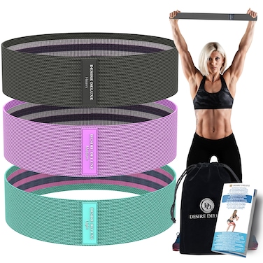 Desire Deluxe Resistance Band Exercise Workout Equipment Bands Set for Working Out Physical Therapy - Men &amp; Women Elastic Stretch Booty Gym Equipment Accessories - Home, Fitness, Pilates, Yoga Pack 3