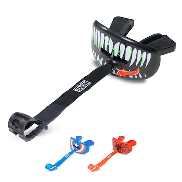 Marvel Venom Lip Guard, Football Mouth Guard with Connected Strap, Pacifier Lip Protector Adult and Junior, American Football, Lacrosse (One Size, Black)