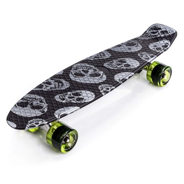 Skateboard Plastic Cruiser Ridge Mini Skate 22 Inches/56 cm Vintage Complete Skateboard (Skulls)