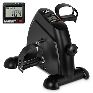 Mini Exercise Bike, AGM Under Desk Bike Pedal Exerciser Foot Cycle Arm &amp; Leg Peddler Exerciser Machine with LCD Screen Displays (Black)