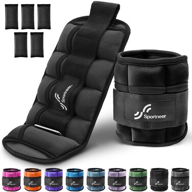 Sportneer Adjustable Ankle Weights for Women and Men 7 lbs/Pair Adjustable Leg Weights with Secure Straps, Strength Training Weighted for Yoga, Walking, Running, Aerobics, Gym, Physical Therapy