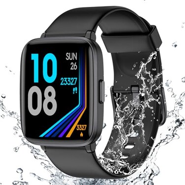 Fitness Tracker Watch with Heart Rate Monitor, Large Screen Activity Tracker with Pedometer, Sleep Monitor, Calories &amp; Step Counter, 5ATM Waterproof Smart Watch for Women Men Fitness Watch for Sports