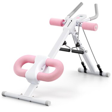 MERACH Ab Machine, Ab Workout Equipment, Adjustable Ab Trainer Machine for Abs Workout at Home Gym, Foldable, Knee Protection, Abdominal Trainer for Stomach Workout (Pink)