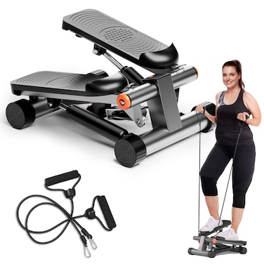 GORISE Steppers for Exercise at Home,Adjustable Height Stair Stepper with Resistance Bands, Portable Stair Stepper Workout Machine, Mini Stepper Exercise Equipment with LCD Monitor (Carbon Grey