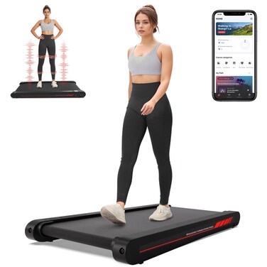 Sperax Walking Vibration Pad,Under Desk Treadmills for Home,4 in 1 Vibration Plate Exercise Machine,Portable Walking Pad with APP,350 Lb Capacity Multifunctional Treadmill Pro Max, Red