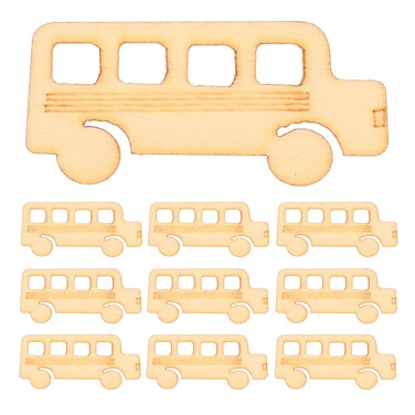 PRETYZOOM 20pcs Unfinished Wood Bus Cutouts Wooden Blank Paint Crafts Wooden Pieces Bus Pattern for Crafts Home Wedding School DIY Dercoration