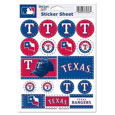 Wincraft MLB Texas Rangers Vinyl Sticker Sheet, 5" x 7