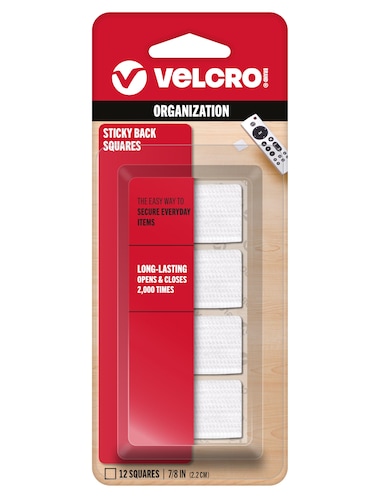 VELCRO Brand Sticky-Back Fasteners, Removable Adhesive, 0.88" X 0.88", White, 12 count (Pack of 1)
