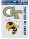 WinCraft Georgia Tech University Yellowjackets Decal Multi Use Fan 3 Pack - 7.75" x 5.5" Inch Sheet
