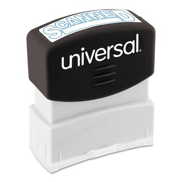 Universal UNV10157 Pre-Inked Scanned Message Stamp - Blue Ink