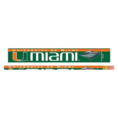 WinCraft NCAA University of Miami Pencil (6 Pack), Black