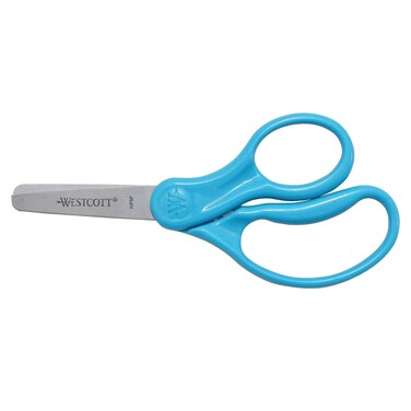 Westcott 15968 Right-Handed Scissors, Kids' Scissors, Ages 4-8, 5-Inch Blunt Tip, Blue