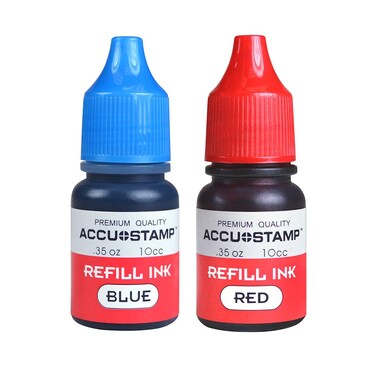Accu-Stamp Ink Refill, Pre-Inked, Red &amp; Blue