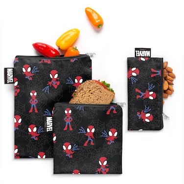 Simple Modern Marvel Spider-man Reusable Snack Bags for Kids   Food Safe, BPA Free, Phthalate Free, Polyester Zip Pouches   Washable &amp; Refillable Sandwich Bag   Ellie Collection   3 pack   Spidey Kid