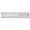 Universal 59023 Stainless Steel Ruler w/Cork Back and Hanging Hole, 12-Inch, Silver